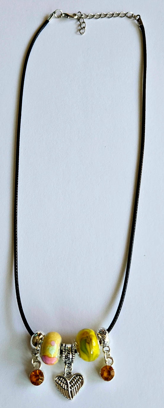 Heart Dangle Corded Necklas